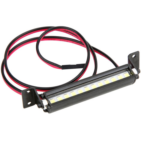 Barre lumineuse LED miniature 12V pour véhicule radiocommandé, compatible TRX-4 Scx10 1/10 4x4 tout-terrain - Noir