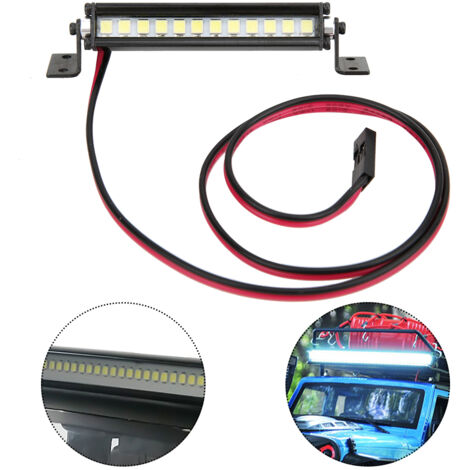 Barre lumineuse LED miniature 12V pour voiture RC, compatible TRX-4 Scx10 1/10 4x4 Crawler, éclairage toit noir