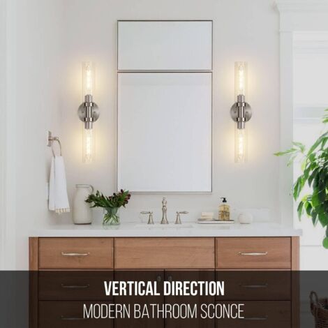 Barre Lumineuse Murale Moderne - Éclairage Indirect Salle de Bain - Tube LED en Verre - Lumière Chaude 3000K-2 pièces