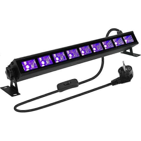 Barre lumineuse noire 36 W, 9 lampes UV LED, niveau UVA 385-400 nm, avec prise/interrupteur