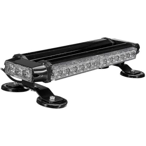 Barre lumineuse stroboscopique de toit ambre 15 pouces à 30 LED, avec gyrophare magnétique, avertissement clignotant, 30 W, 12 V, noire