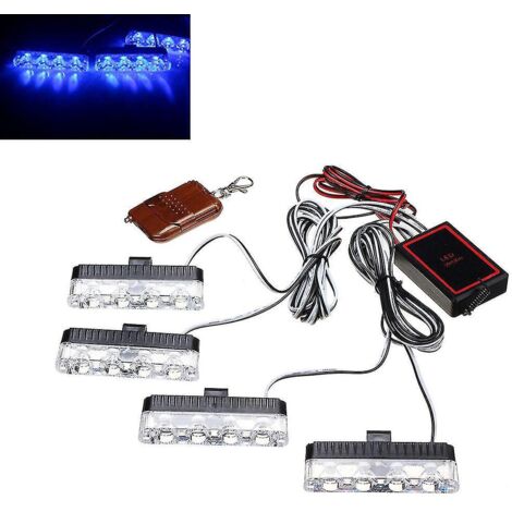 Barre lumineuse stroboscopique d'urgence à DEL pour pare-brise de camion, 3 modes d'avertissement et de signalisation routière - Bleu
