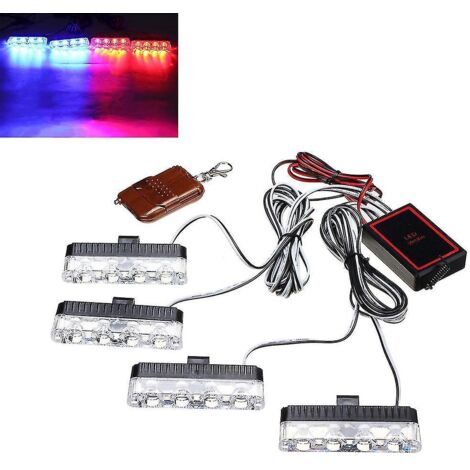 Barre lumineuse stroboscopique d'urgence à DEL pour pare-brise de camion, avec avertisseur de circulation et 3 modes (rouge et bleu).