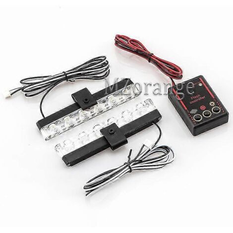 Barre lumineuse stroboscopique LED 2x6 avec télécommande filaire/sans fil pour voiture, avertissement, police, Fso, 12 V, accessoires de travail d'urgence pour voiture - Fil rouge