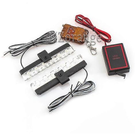 Barre lumineuse stroboscopique LED 2x6 avec télécommande filaire/sans fil pour voiture, avertissement, police, FSO, 12 V, accessoires de travail d'urgence pour voiture - Rouge Bleu - Sans fil