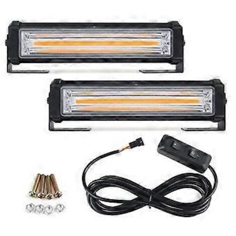 Barre lumineuse stroboscopique miniature à LED pour calandre avant de voiture, compatible avec camions de pompiers et de police (12 V).