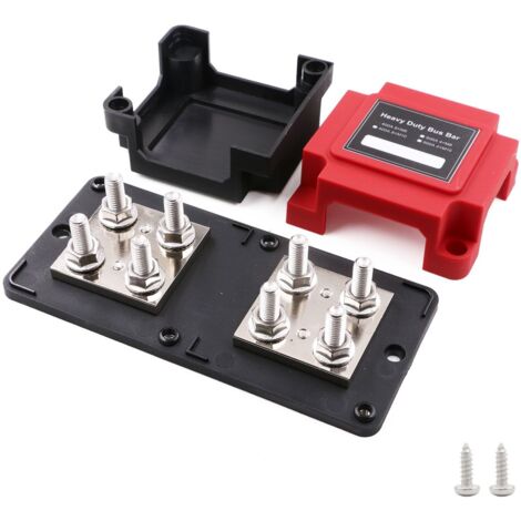 Barre Omnibus Cuivre 400A - 8 Bornes M8 - Distribution 12V-48V - Nylon Renforcé - Auto Bateau Solaire