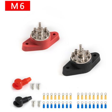 Barre omnibus M6 renforcée 48 V 300 A pour usage marin, courant élevé, modification de camping-car, barre omnibus ronde noire (lot de 1)