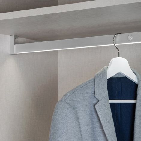 Barre Penderie avec éclairage LED de 70 cm en aluminium anodisé mat | Anodisé mat