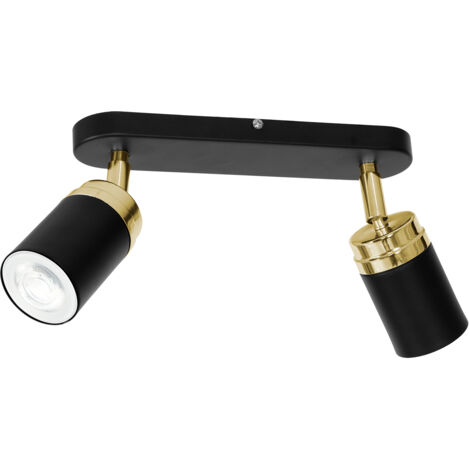 Barre plafond 2 spots noir mat/or GU10 2x15W Luminex