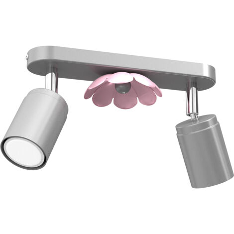Barre plafond 2 spots orientables chromé/rose GU10 8W