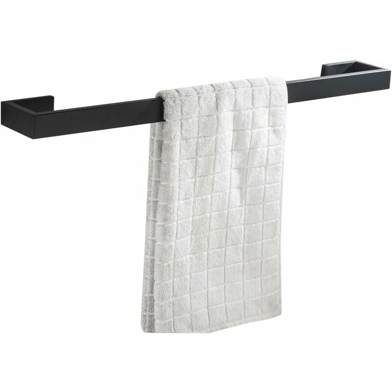 Ahlsen - Barre Porte-serviette Unique sus 304 Acier Inoxydable Fini Noir Mat Salle de Bain Support de Serviette Mural, 40 cm
