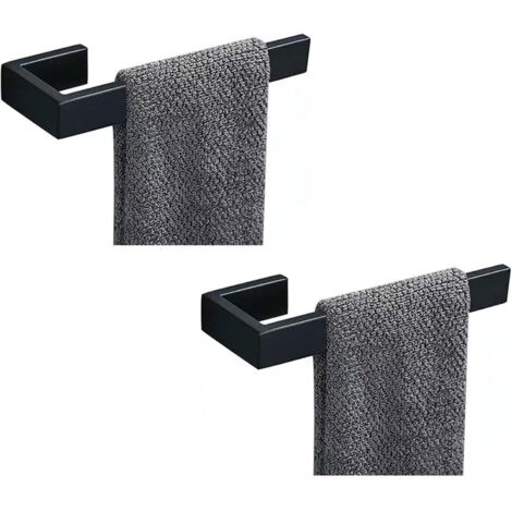 Barre porte-serviettes 2 pièces, anneau porte-serviettes - Porte-serviettes mural en acier inoxydable 304 épais, design rectangulaire moderne pour salle de bain