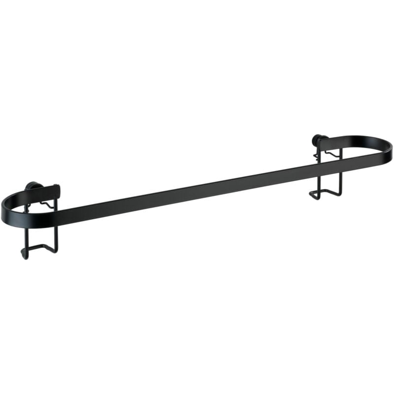 Wenko - Porte Serviette Salle de Bain Mural, Barre Porte Serviettes Classic Plus, Acier antirouille, 45x7,5x10 cm, noir