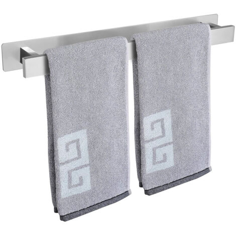 Barre porte-serviettes de salle de bain, porte-serviettes de bain, porte-serviettes mural carré en acier inoxydable