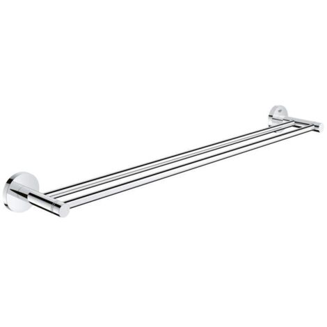 Porte-serviettes double 600mm – Métal chromé – Fixation dissimulée avec vis – Finition GROHE StarLight® durable