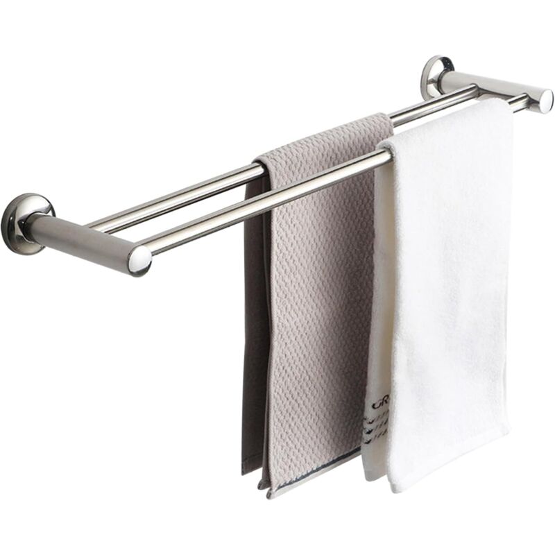 Barre porte-serviettes double de 50,8 cm en acier inoxydable avec vis, double porte-serviettes poli pour salle de bain
