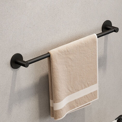 Barre porte-serviettes murale simple en aluminium spatial noir pour salle de bain et WC