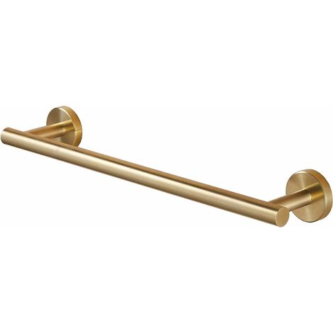 Barre porte-serviettes pour salle de bain à fixation murale en acier inoxydable SUS 304 Doré brossé 40 cm