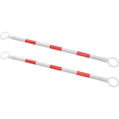 Barre rétractable pour cônes 2 pcs Plastique 130-215 cm - Blanc - Signalétique - Panneaux de signalisation routière - Blanc - Blanc