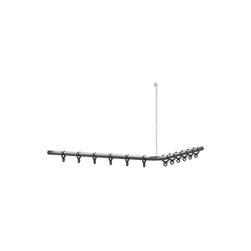 Barre rideau de douche Normbau Cavere, 1000x1000mm, anthracite métallique, sans suspension plafond