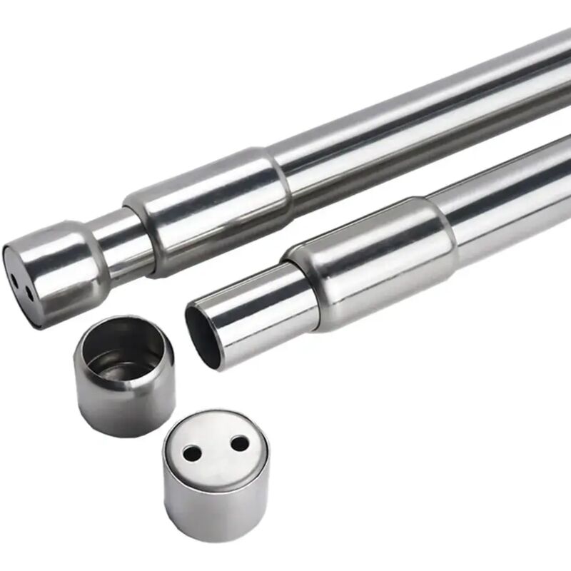 Barre télescopique en acier inoxydable de 31 à 51 cm, barre de rideau de douche, barre de rideau ronde, barre de tension avec supports d'extrémité