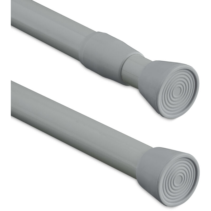 Barre télescopique en acier inoxydable, sans perçage, pour rideau de douche, 66 - 110 cm, grise - Relaxdays