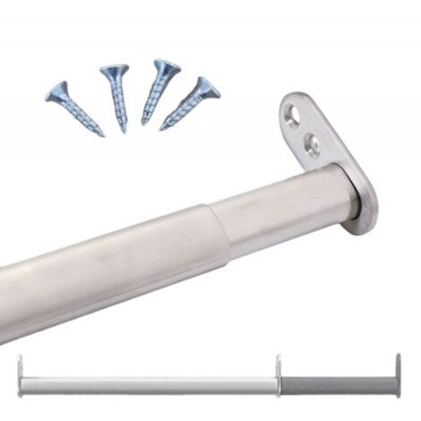 Barre télescopique réglable 400-700 mm, en acier argenté, pour armoires et niches