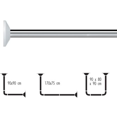 Barre tringle pour rideau de douche d'angle modulable à  fixer en Alu MAGIC UNIVERSAL Finition Brillante Spirella