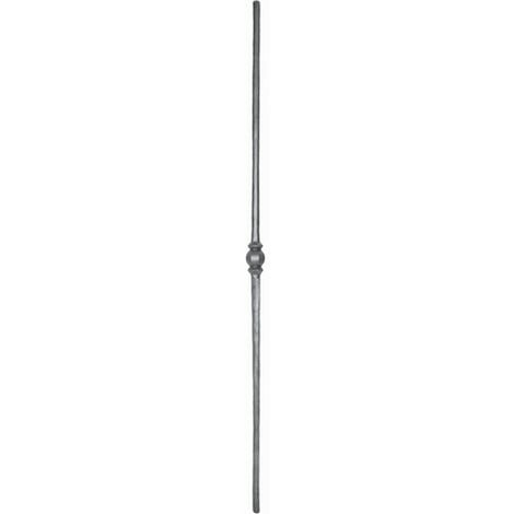 Barreau en rond plein à facettes avec bague au centre - Hauteur 1200mm Ø14mm - Fer forgé grenaillé - À souder - DECO FER FORGE
