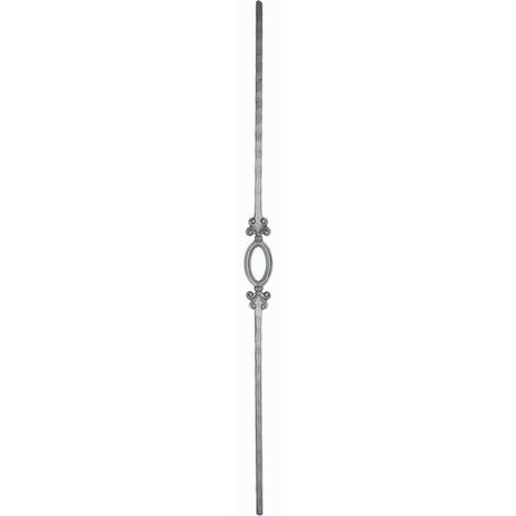 Barreau martelé avec ovale central - Hauteur 950mm carré de 14mm - Fer forgé - À souder - DECO FER FORGE