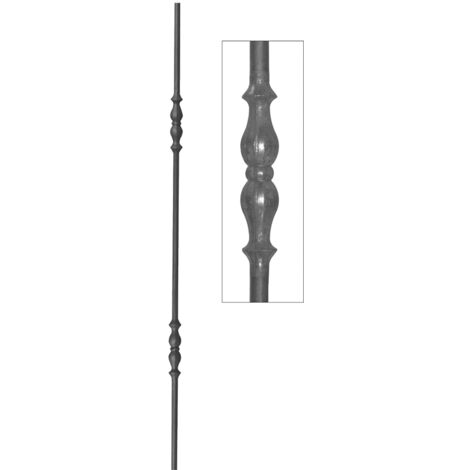 Barreau rond à facette ø12mm et hauteur 1000mm en fer forgé avec deux motifs - DECO FER FORGE
