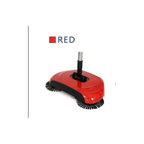Barredora manual de acero inoxidable, máquina de barrido, escoba mágica de empuje manual, recogedor, herramientas de limpieza del hogar,Rojo