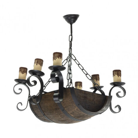 Barrel-Deckenleuchte. 6 Lichter. Abmessungen (66x39cm).