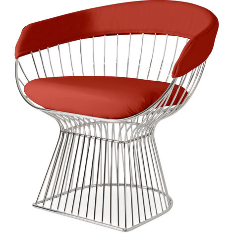 Barrel style Chair - Faux Leather Red Stainless Steel, Imitation Leather - Red