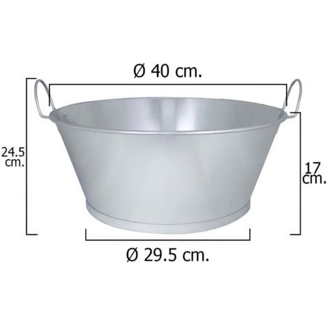 Barreño galvanizado baño  16"  40x17 cm. 14 litros