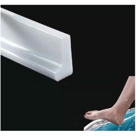 Barrera de agua de silicona para umbral de ducha de 2 m, barrera de agua para suelo de baño, tira de sellado (forma de L, 3 cm de alto)