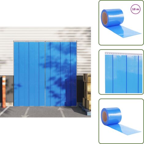 Barrera de calor - vidaXL Tira de cortina para puertas PVC azul 200x1,6 mm 10 m - Protección contra ruido