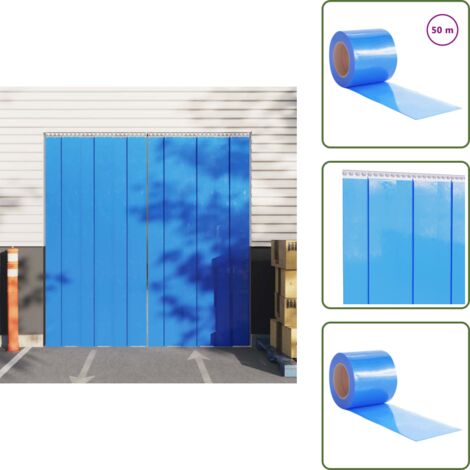 Barrera de calor - vidaXL Tira de cortina para puertas PVC azul 200x1,6 mm 50 m - Protección contra ruido