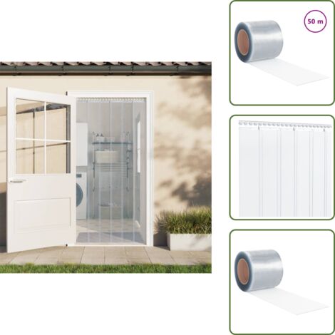 Barrera de calor - vidaXL Tira de cortina para puertas PVC transparente 200x1,6 mm 50 m - Protección contra ruido