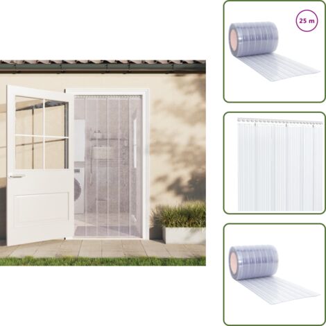 Barrera de calor - vidaXL Tira de cortina para puertas PVC transparente 300x2,6 mm 25 m - Protección contra ruido