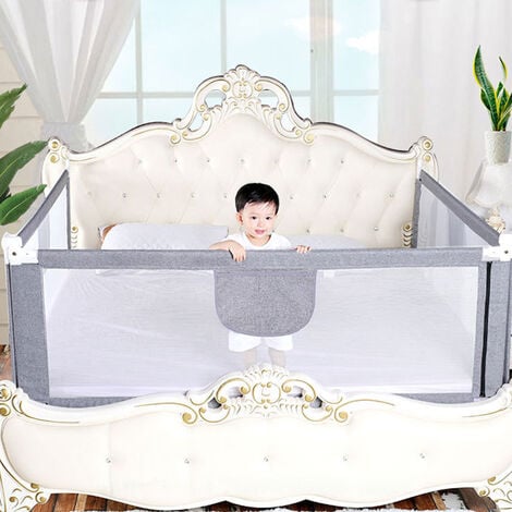 Maison Exclusive Barandilla de seguridad cama de niño azul tela