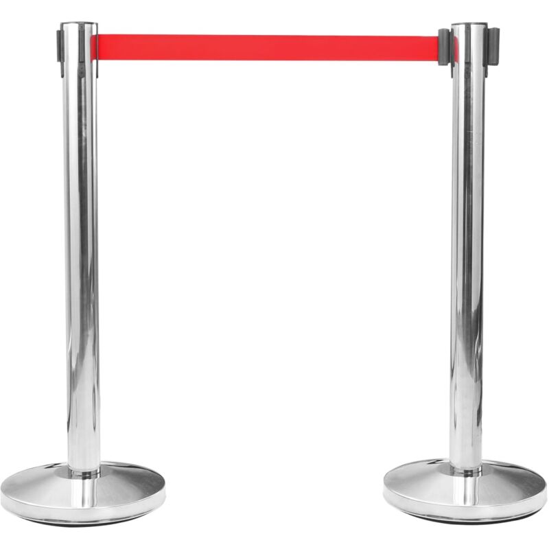 

Barrera de cinta tipo aeropuerto con soportes acero plateado - Plateado - Vidaxl