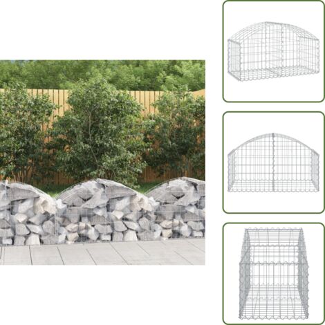 Barrera de jardín - vidaXL Cesta de gaviones forma arco hierro galvanizado 100x50x40/60 cm - Muro de piedra