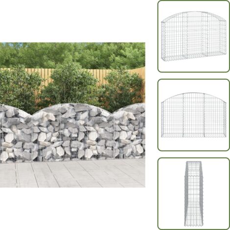 Barrera de jardín - vidaXL Cesta de gaviones forma arco hierro galvanizado 150x30x80/100cm - Muro de piedra