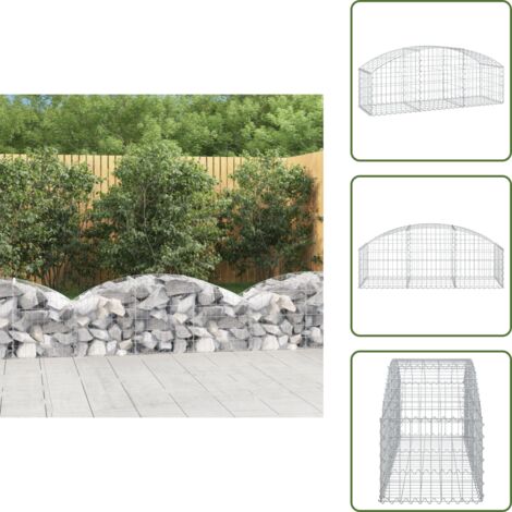 Barrera de jardín - vidaXL Cesta de gaviones forma arco hierro galvanizado 150x50x40/60 cm - Muro de piedra