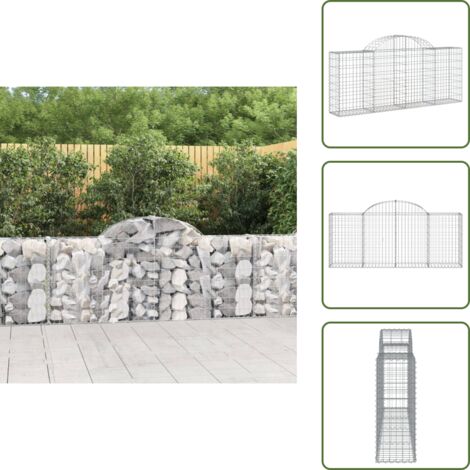 Barrera de jardín - vidaXL Cesta de gaviones forma arco hierro galvanizado 200x30x80/100cm - Muro de piedra