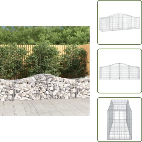 Barrera de jardín - vidaXL Cesta de gaviones forma arco hierro galvanizado 200x50x60/80 cm - Muro de piedra