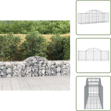 Barrera de jardín - vidaXL Cesta de gaviones forma arco hierro galvanizado 200x50x60/80 cm - Muro de piedra