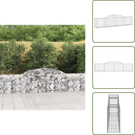 Barrera de jardín - vidaXL Cesta de gaviones forma arco hierro galvanizado 300x30x60/80 cm - Muro de piedra